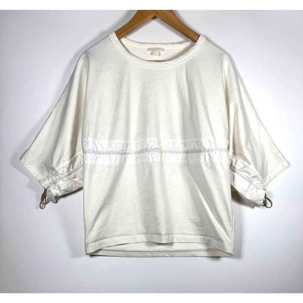 COS Top Womens XS Off White Dolman Sleeve‎ Elastic Drawstring Cinched Cotton